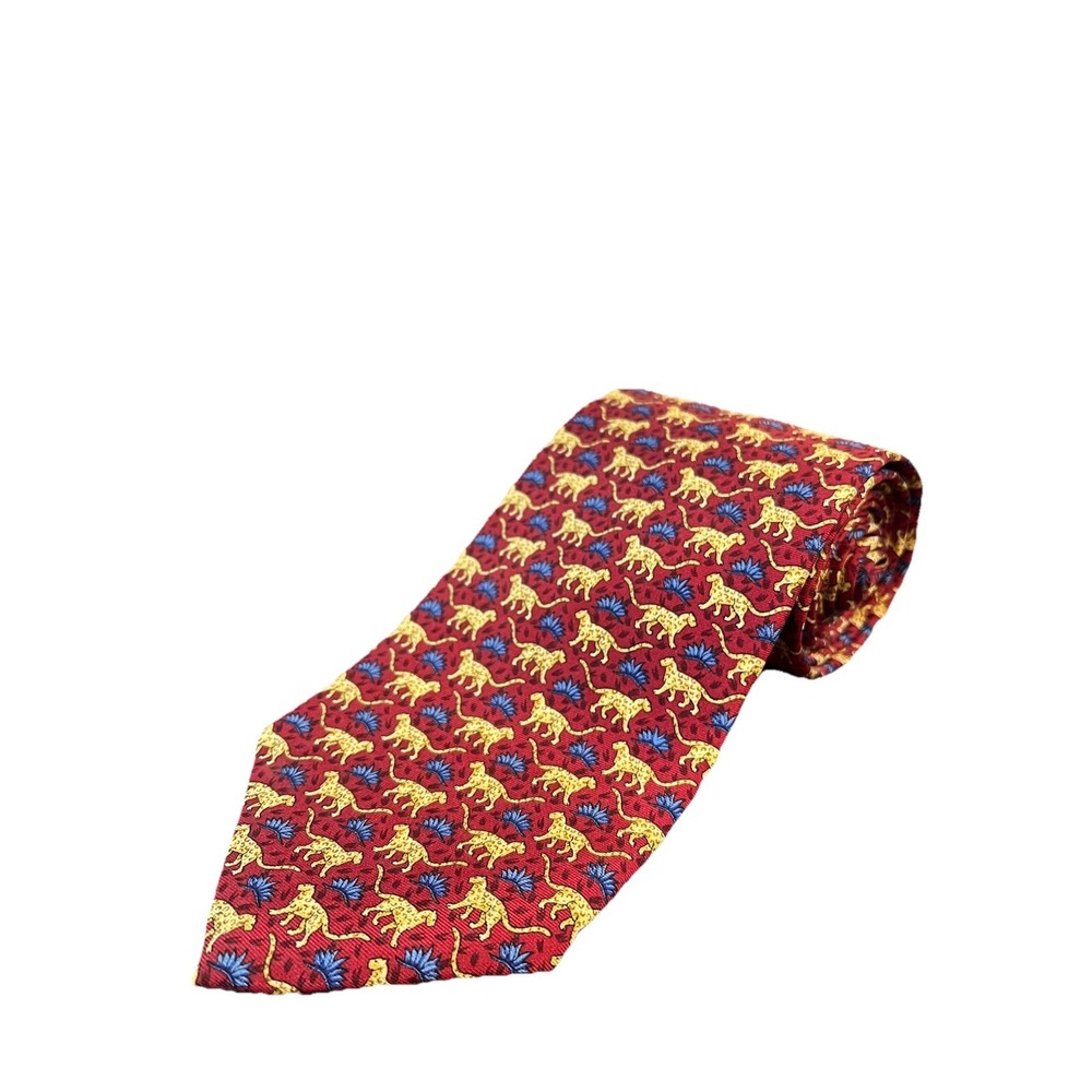 Brooks Brothers 346 Pure Silk Red‎ Jaguar Print Tie 58" Made In USA NWT